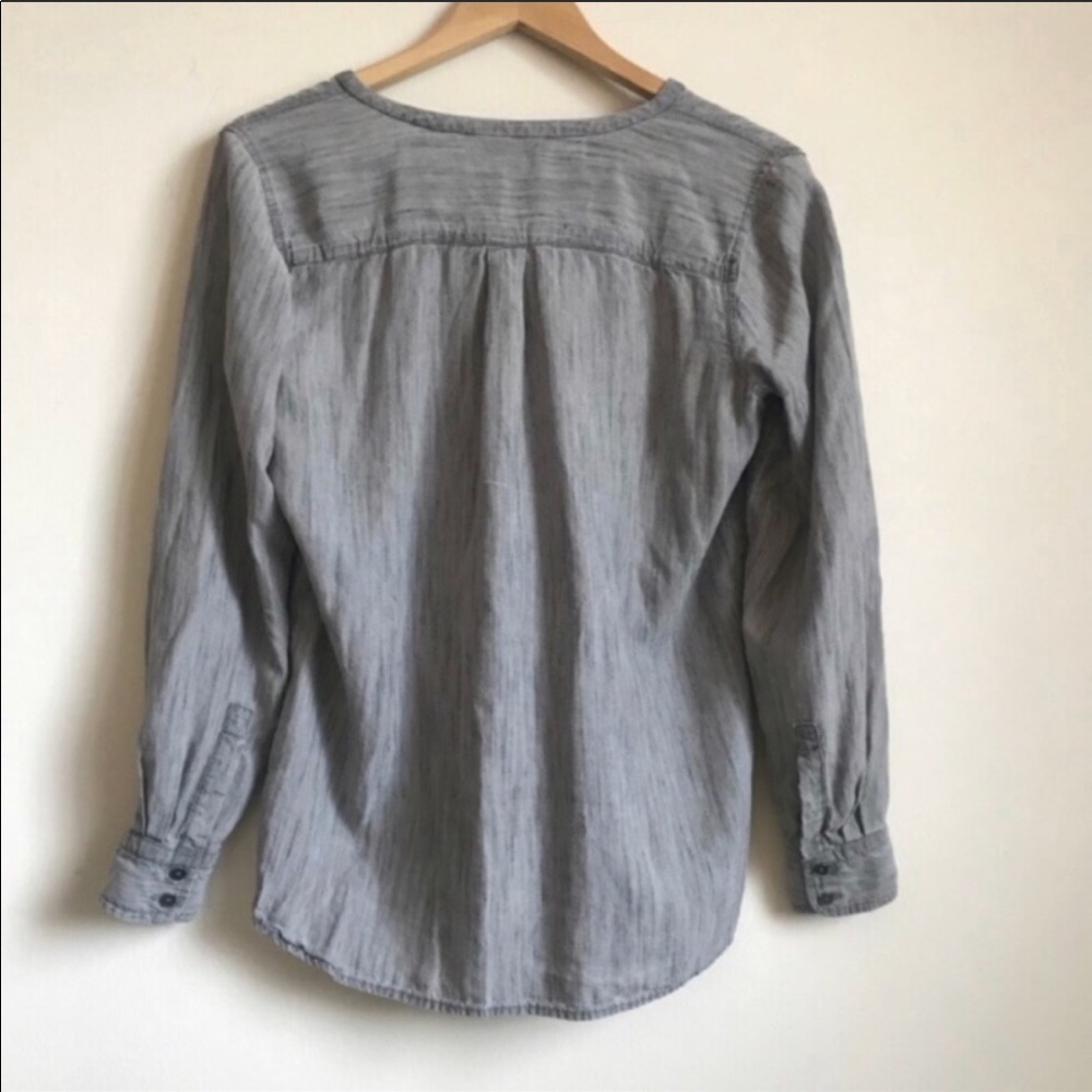 Loft Gray Chambray Button Down Top - image 7
